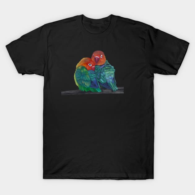 Two Colorful Loverbird Parrots T-Shirt by Suneldesigns